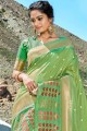 Splendid Light green Banarasi raw silk Saree
