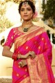 Gorgeous Rani pink Banarasi raw silk Saree