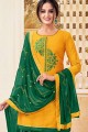 Yellow Cotton and silk Patiala Suit