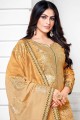 Golden Cotton and silk Palazzo Suit