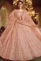 Glorious Peach Soft net Bridal Lehenga Choli