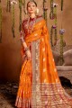 Orange Cotton  South Indian Saree