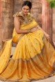 Excellent Yellow Chiffon Saree