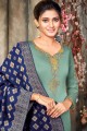 Sea green Georgette and satin Churidar Suit