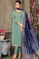 Sea green Georgette and satin Churidar Suit