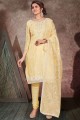 Light yellow Chanderi Churidar Suit
