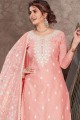 Pink Chanderi Churidar Suit