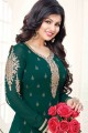 Embroidered Georgette Palazzo Suit in Green with Dupatta