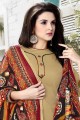 Beige Patiala Suit with Printed Cotton