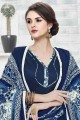 Navy blue Patiala Suit in Printed Cotton