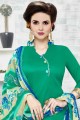 Green Patiala Suit in Cotton with Printed