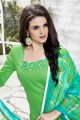 Patiala Suit in Green Cotton with Printed