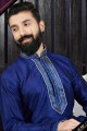 Snazzy Royal Blue Art Dupion Ethnic Wear Kurta Kurta Pajama