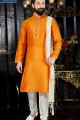 Orange Art Dupion Ethnic Wear Kurta Kurta Pajama