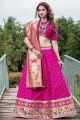Silk Party Lehenga Choli in Pink with Weaving