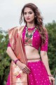 Silk Party Lehenga Choli in Pink with Weaving