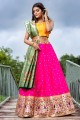 Weaving Silk Party Lehenga Choli in Pink with Dupatta