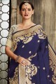 Voguish Banarasi raw silk in Navy blue Saree