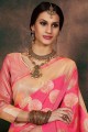 Snazzy Banarasi raw silk Pink Saree with Blouse