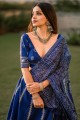 Blue Party Lehenga Choli in Printed Silk