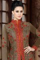 Sharara Suit in Coffee  Raw silk with Embroidered