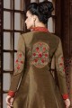 Sharara Suit in Coffee  Raw silk with Embroidered