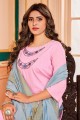 Hand Cotton and handloom silk Light pink Eid Salwar Kameez with Dupatta