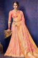 Charming Pink Banarasi raw silk Saree