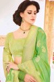 Saree in Green Banarasi raw silk