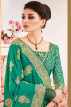 Stylish Green Banarasi raw silk Saree