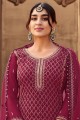 Embroidered Georgette Pink Eid Palazzo Suit with Dupatta