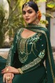 Green Eid Sharara Suit in Stone with moti Georgette and satin
