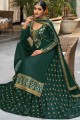 Green Eid Sharara Suit in Stone with moti Georgette and satin