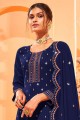 Eid Palazzo Suit in Blue Georgette with Embroidered