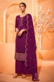 Georgette Embroidered Purple Eid Palazzo Suit with Dupatta