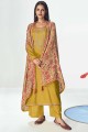 Yellow Silk Digital print Eid Palazzo Suit with Dupatta