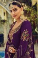 Georgette Eid Sharara Suit in Purple with Stone with moti