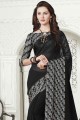 Georgette Printed Black Saree with Blouse