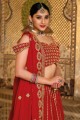 Embroidered Georgette Party Lehenga Choli in Red