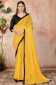 Lycra Saree in Yellow with Blouse