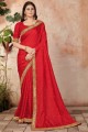 Red Lace Silk Saree