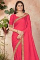 Red Silk Saree with Lace