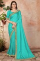 Silk Saree with Lace in Sky blue