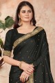Silk Saree in Black with Lace