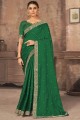 Green Silk Saree in Printed