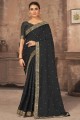 Saree Black in Printed Silk