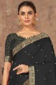 Saree Black in Printed Silk