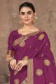 Silk Saree with Printed in Purple