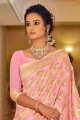 Weaving Linen Saree in Pink