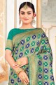 Golden,green Silk South Indian Saree with Zari,embroidered